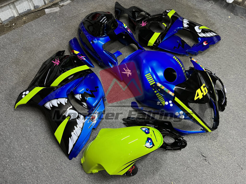 Gloss Blue & Green Shark ABS fairings for Suzuki GSXR 1300 2008 - 2020 - premium OEM fit kit by Monster Fairings
