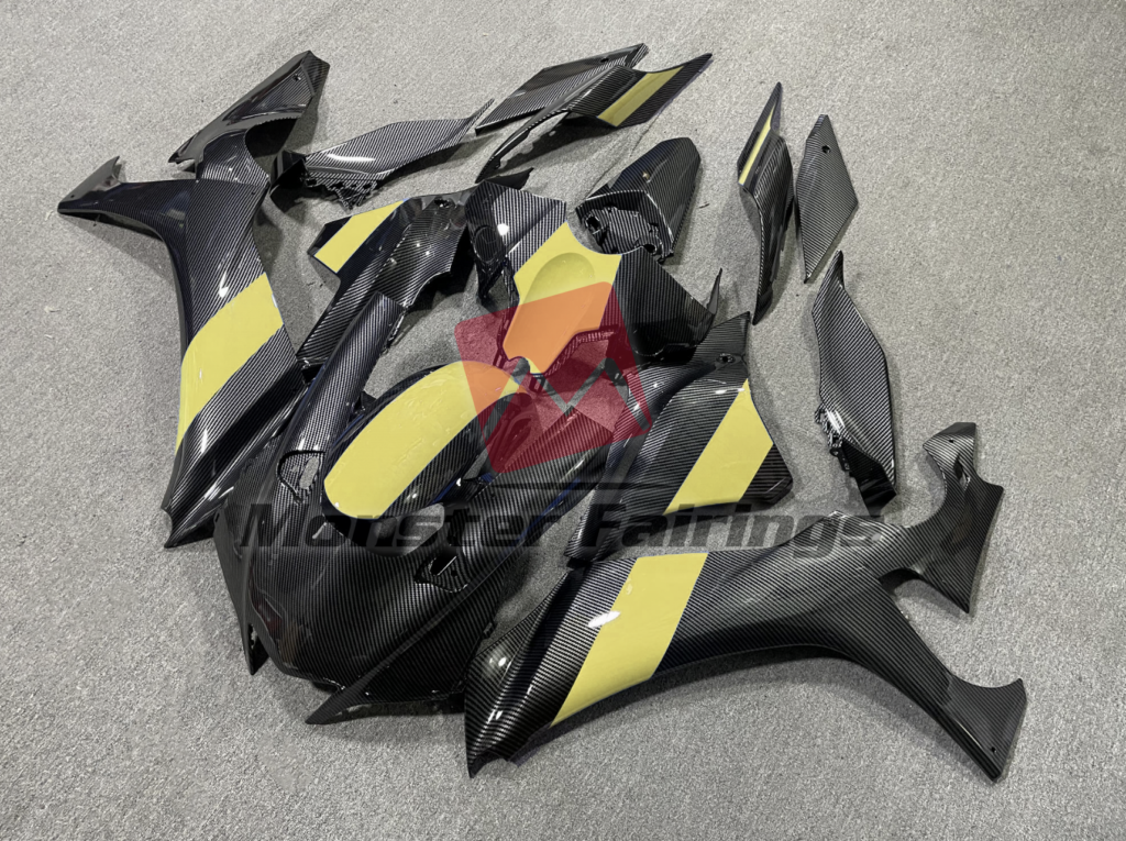 Yamaha R1 custom ABS fairings 2020 - 2025 in Carbon Fiber Style Yellow - durable replacement kit, Monster Fairings