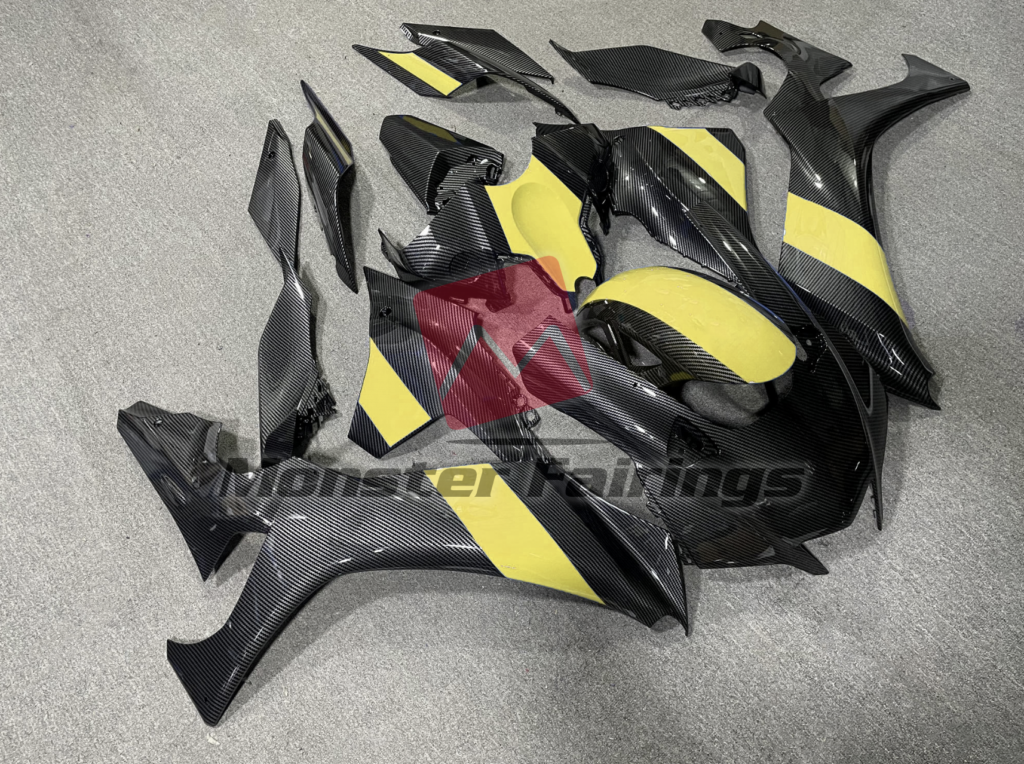 Carbon Fiber Style Yellow ABS fairings for Yamaha R1 2020 - 2025 - premium OEM fit kit by Monster Fairings