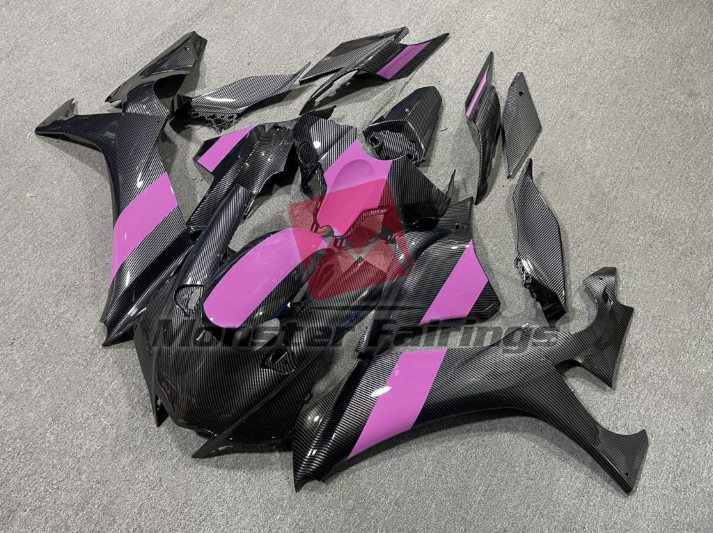 Yamaha R1 custom ABS fairings 2020 - 2025 in Carbon Fiber Style Pink - durable replacement kit, Monster Fairings