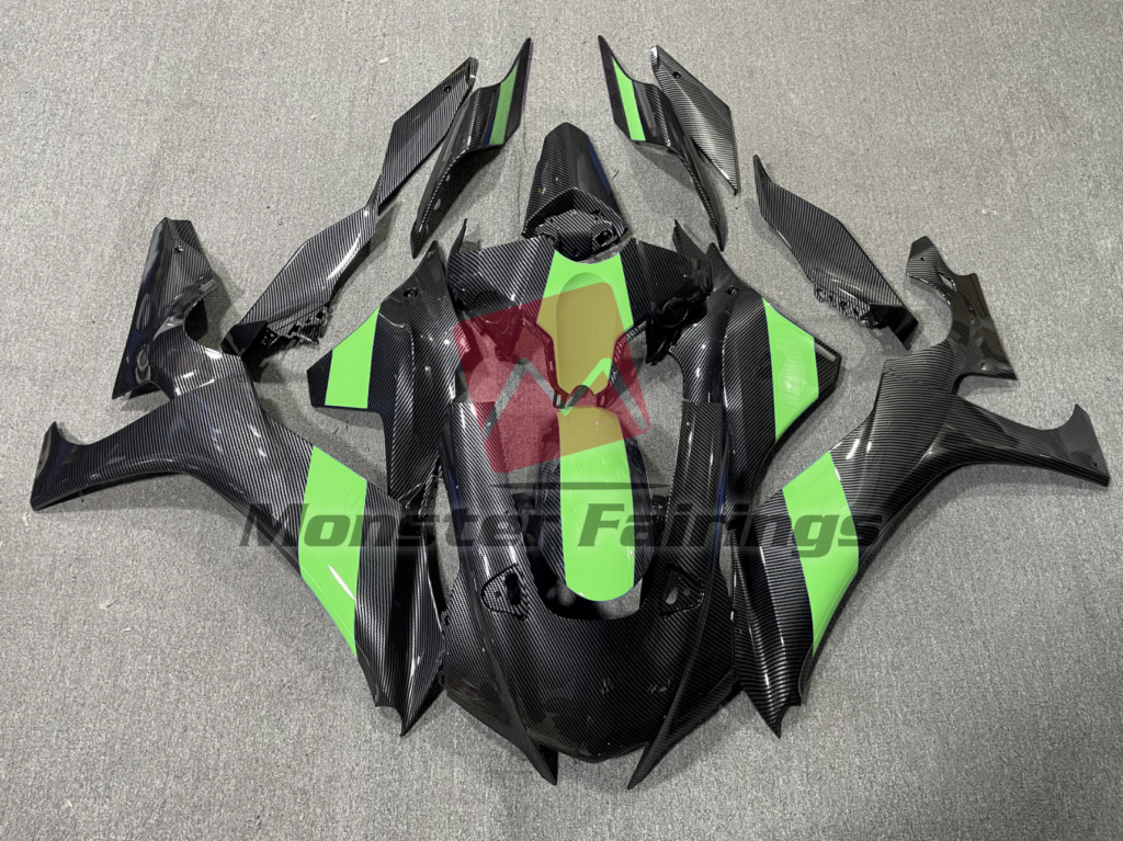 Yamaha R1 2020 - 2025 Carbon Fiber Style Green ABS fairings - custom motorcycle bodywork kit by Monster Fairings
