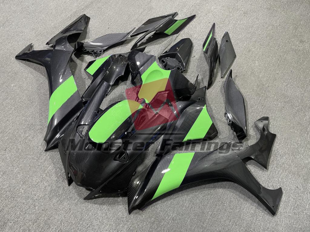 Yamaha R1 custom ABS fairings 2020 - 2025 in Carbon Fiber Style Green - durable replacement kit, Monster Fairings