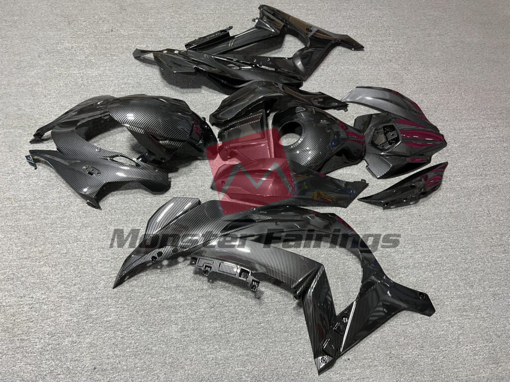 2016 - 2020 Kawasaki ZX - 10R Gloss Carbon Fiber Style fairing set - ABS injection, custom painted by Monster Fairings