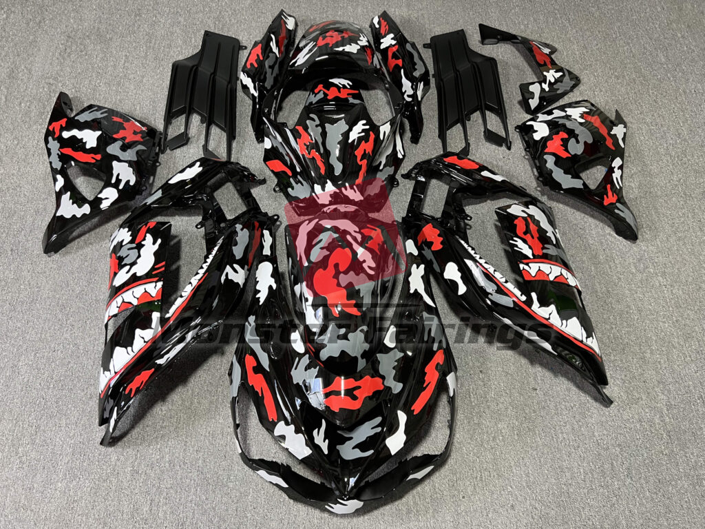 Kawasaki ZX14R 2012 - 2024 Gloss Gray & Red Monster ABS fairings - custom motorcycle bodywork kit by Monster Fairings