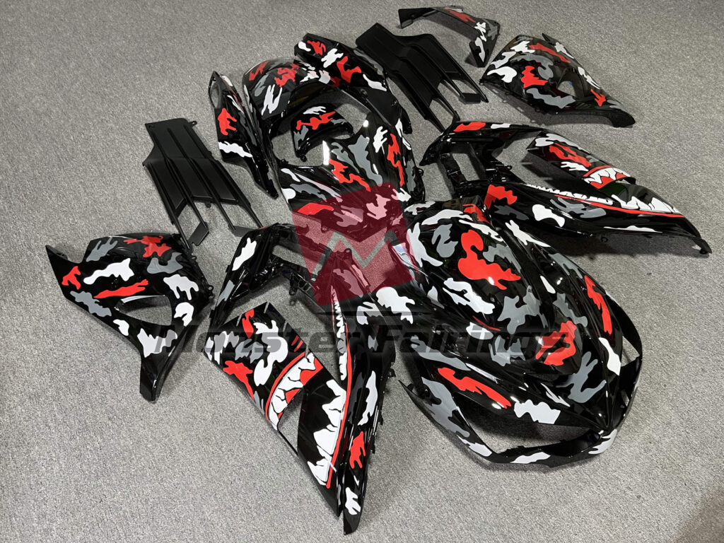Gloss Gray & Red Monster ABS fairings for Kawasaki ZX14R 2012 - 2024 - premium OEM fit kit by Monster Fairings