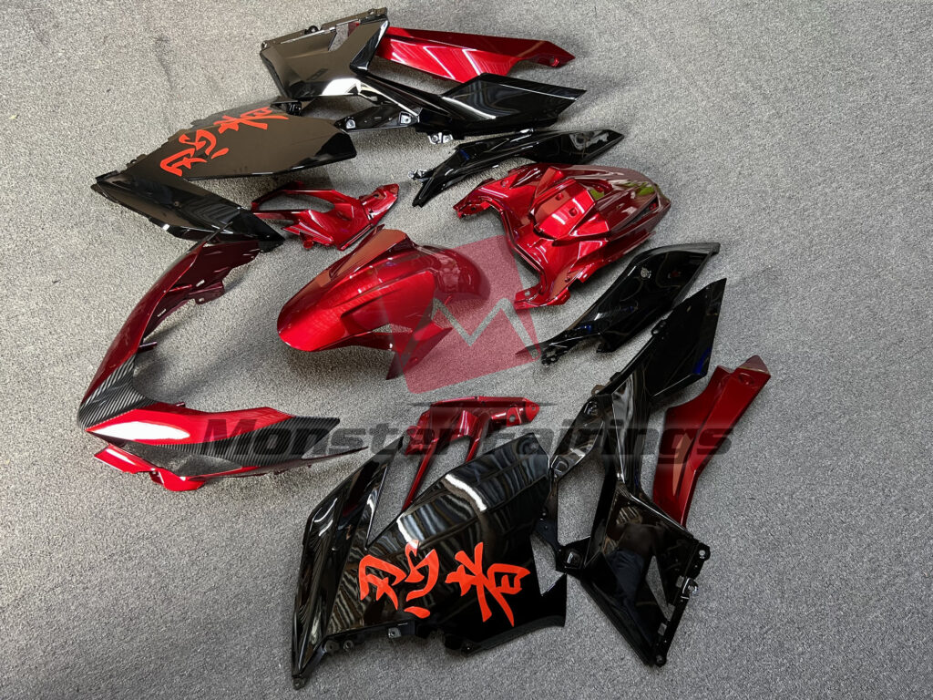Gloss Deep Red & Black ABS fairings for Kawasaki Ninja 400 2018 - 2024 - premium OEM fit kit by Monster Fairings