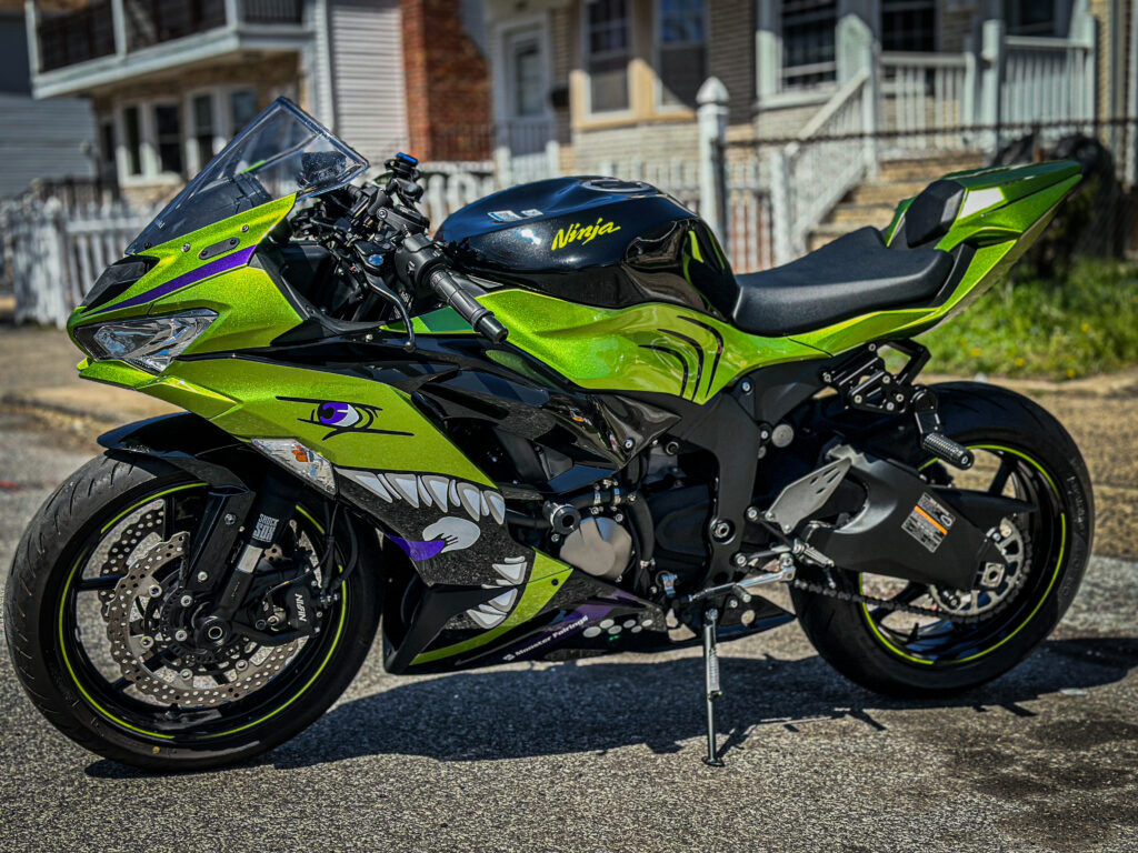 Kawasaki ZX6R 2019 - 2023 ABS fairings, Gloss Green & Black Rossi Shark - high - quality motorcycle kit by Monster Fairings