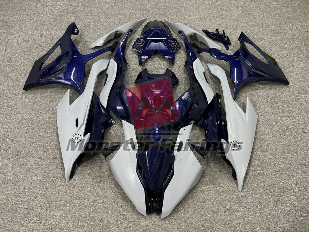 BMW S1000RR 2019 - 2022 Gloss Nardo Gray Blue Carbon Fiber Style ABS fairings - custom motorcycle bodywork kit by Monster Fairings