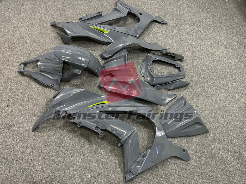 2011 - 2015 Kawasaki ZX10R Nardo Grey Green fairing set - ABS injection, custom painted by Monster Fairings