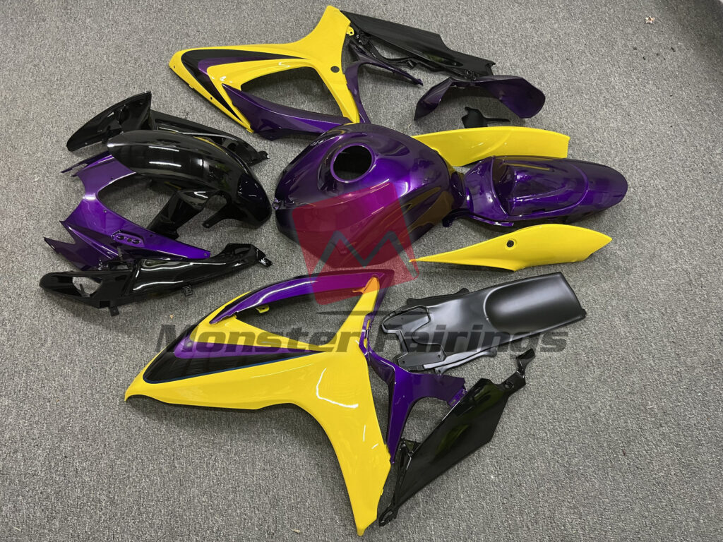 2006 - 2007 Suzuki GSXR Gloss Purple Yellow fairing set - ABS injection, custom painted by Monster Fairings