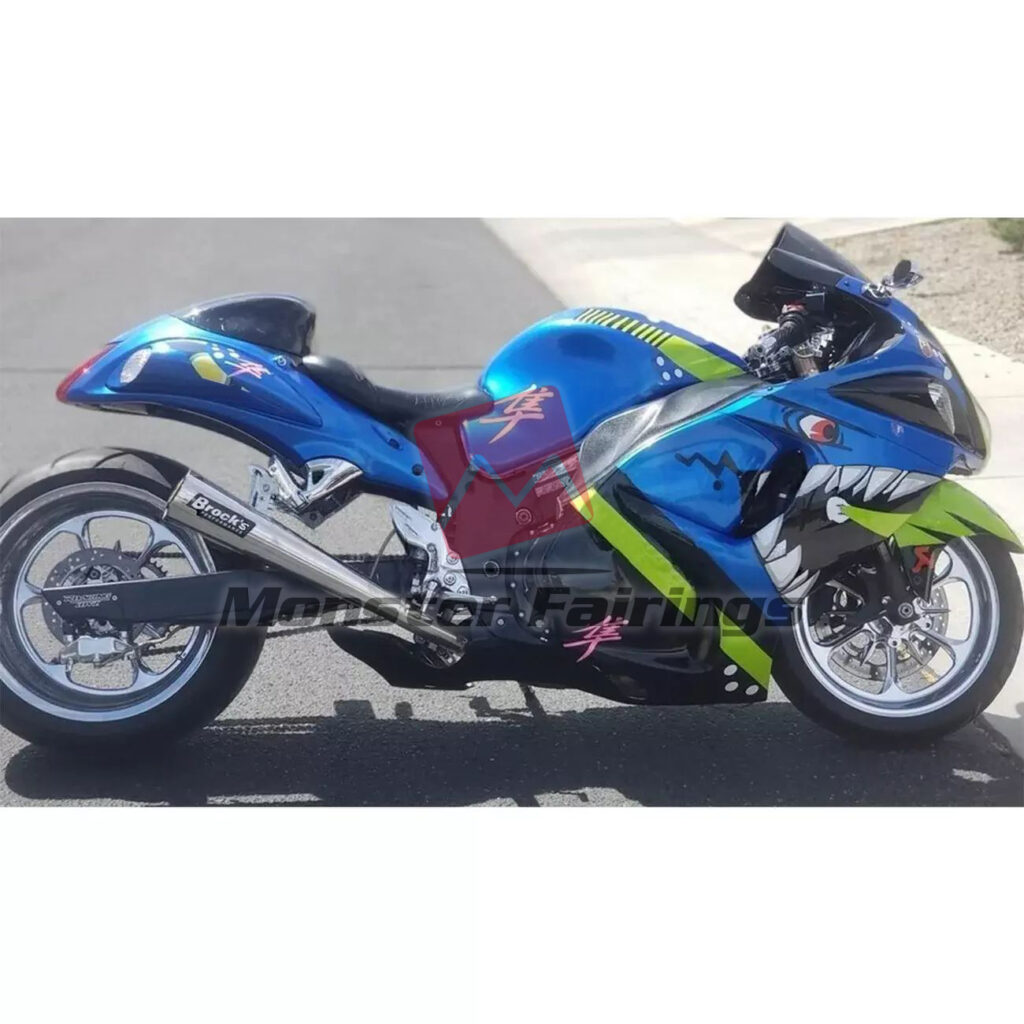 2008 - 2020 Suzuki GSXR Gloss Blue & Green Shark fairing set - ABS injection, custom painted by Monster Fairings