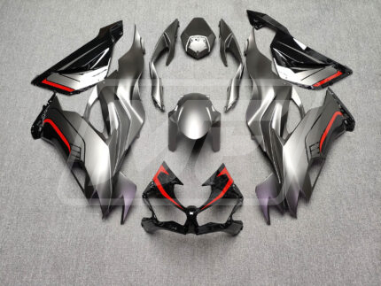 Kawasaki ZX6R 2019-2023 Matte Steel Gray & Black with Red ABS Fairings | Monster Fairings