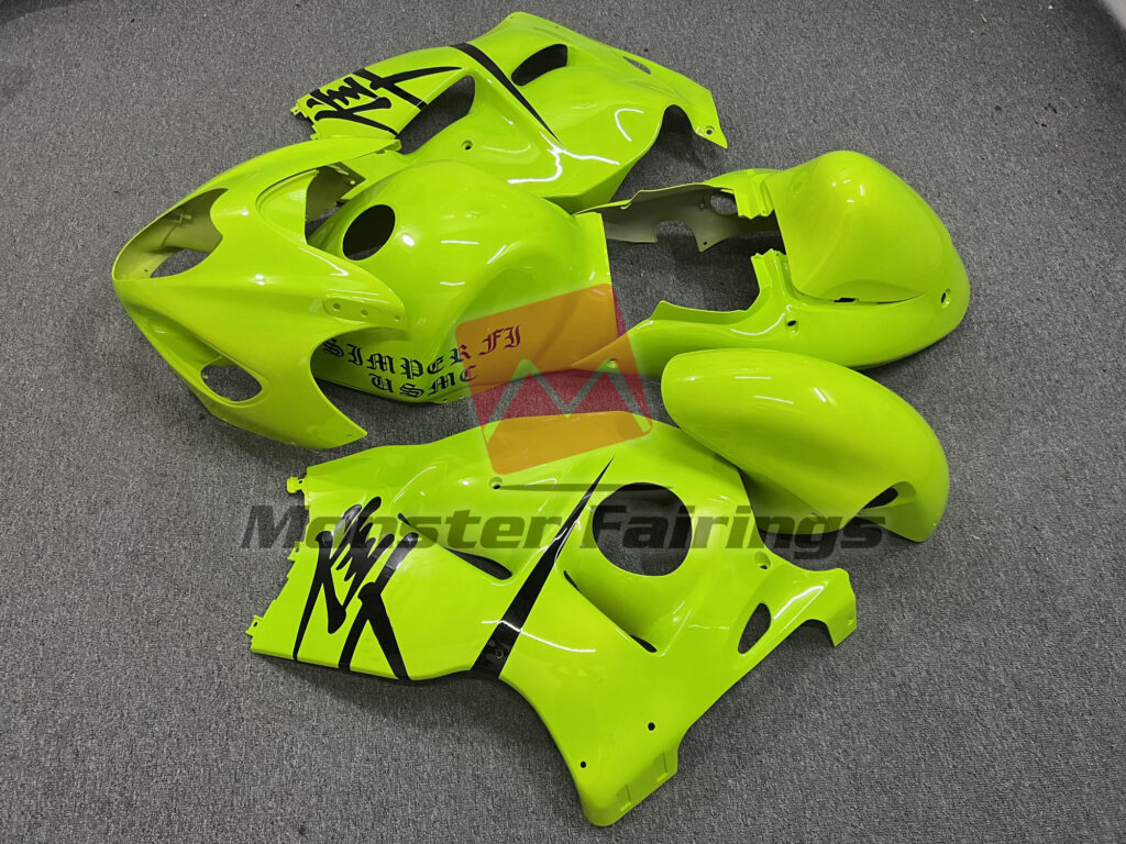 1997 - 2007 Suzuki GSXR Glossy Lime Green fairing set - ABS injection, custom painted by Monster Fairings