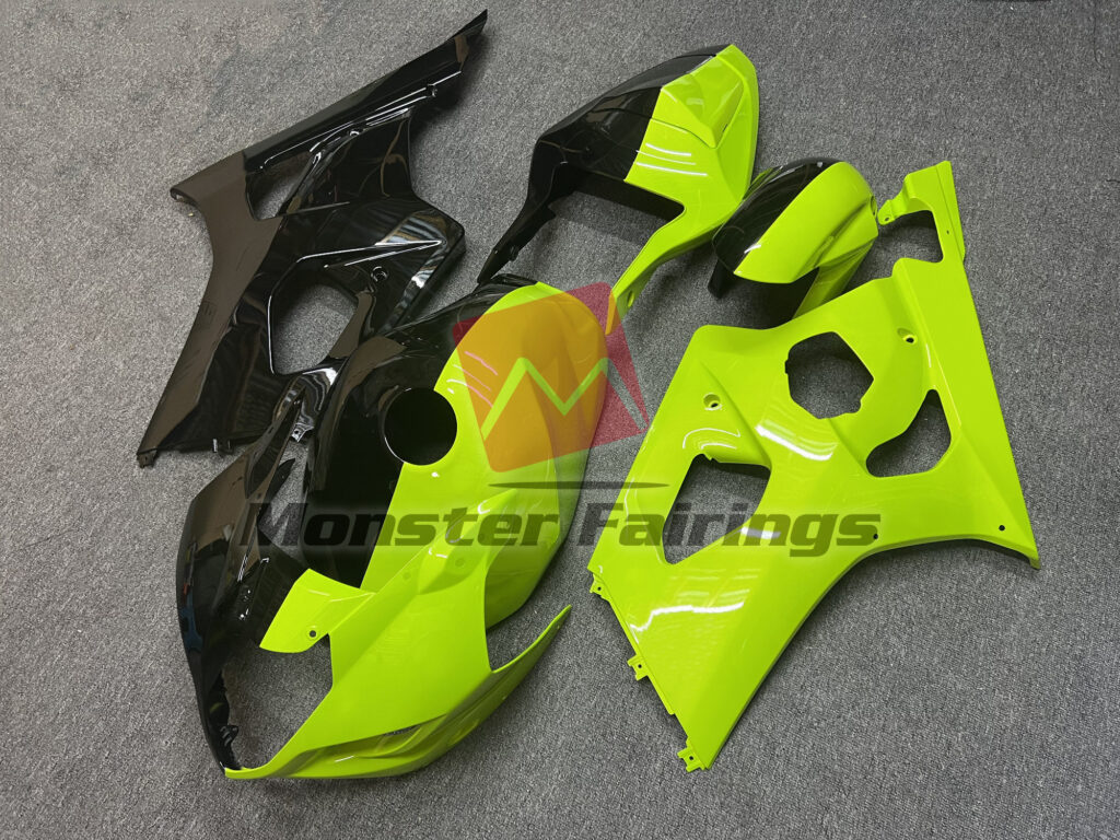 Suzuki GSXR custom ABS fairings 2003 - 2004 in Gloss Lime Green & Black Split - durable replacement kit, Monster Fairings