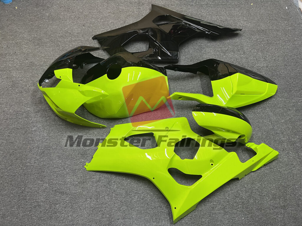 2003 - 2004 Suzuki GSXR Gloss Lime Green & Black Split fairing set - ABS injection, custom painted by Monster Fairings
