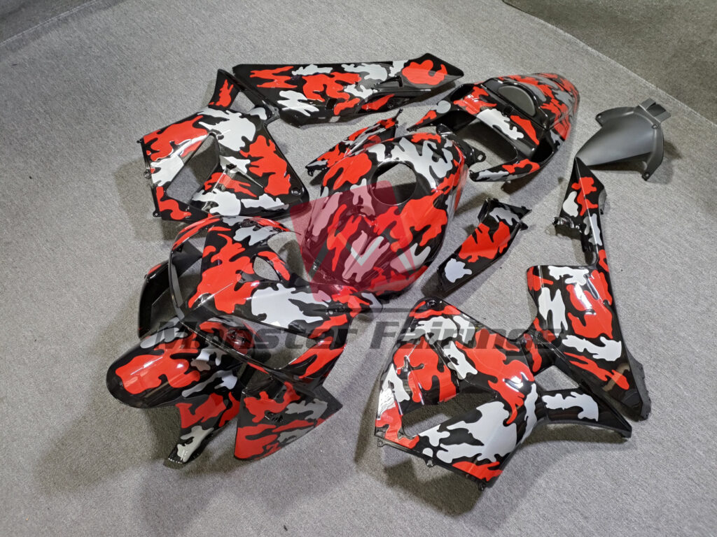 2005 - 2006 Honda CBR600RR Gloss Red Camo fairing set - ABS injection, custom painted by Monster Fairings