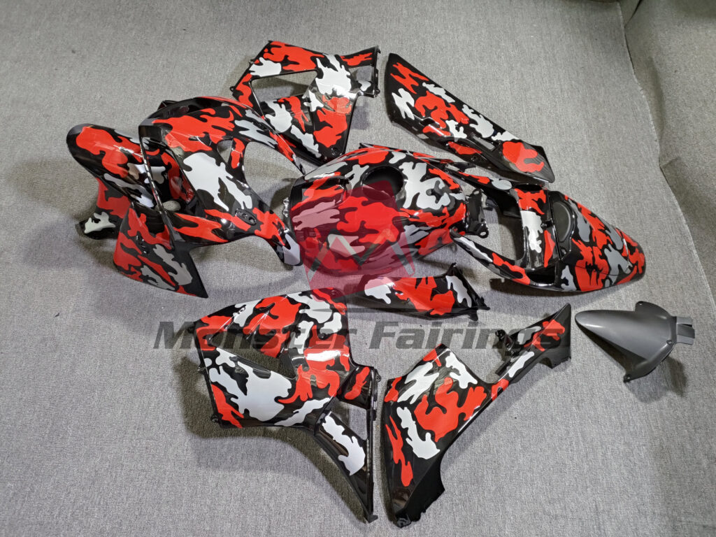 Honda CBR600RR custom ABS fairings 2005 - 2006 in Gloss Red Camo - durable replacement kit, Monster Fairings