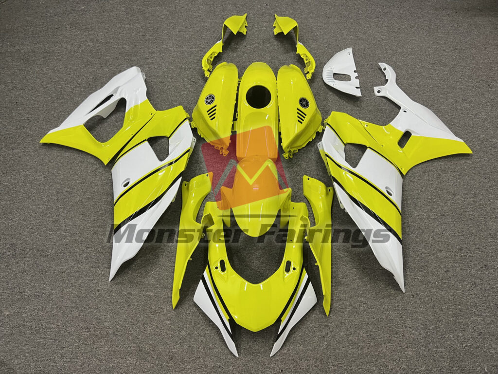 Yamaha R7 2021 - 2025 Yellow White ABS fairings - custom motorcycle bodywork kit by Monster Fairings