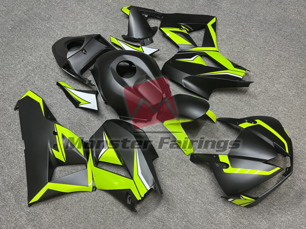 Matte Black Lime Green ABS fairings for Honda CBR600RR 2013 - 2025 - premium OEM fit kit by Monster Fairings