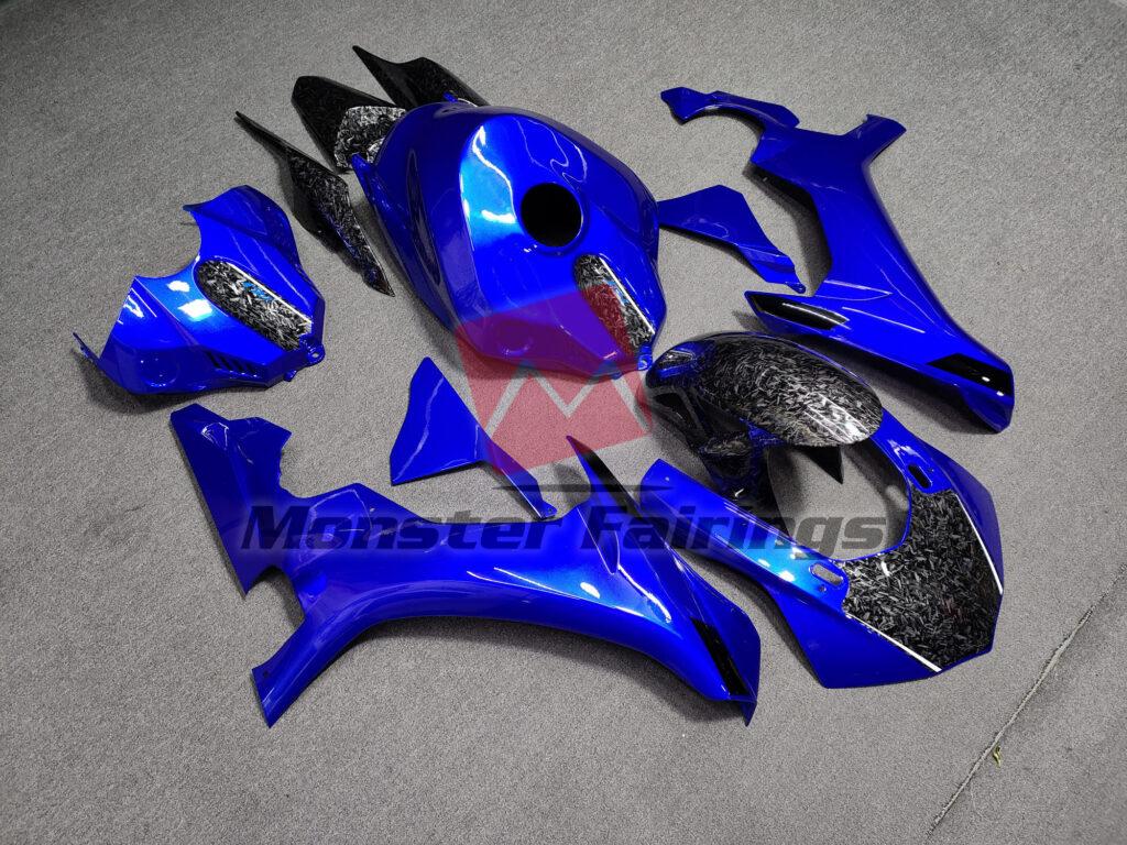Gloss Blue Forged Carbon Fiber Style ABS fairings for Yamaha R1 2015 - 2019 - premium OEM fit kit by Monster Fairings
