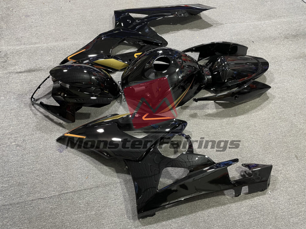 2005 - 2006 Suzuki GSXR Gloss Black Gold fairing set - ABS injection, custom painted by Monster Fairings