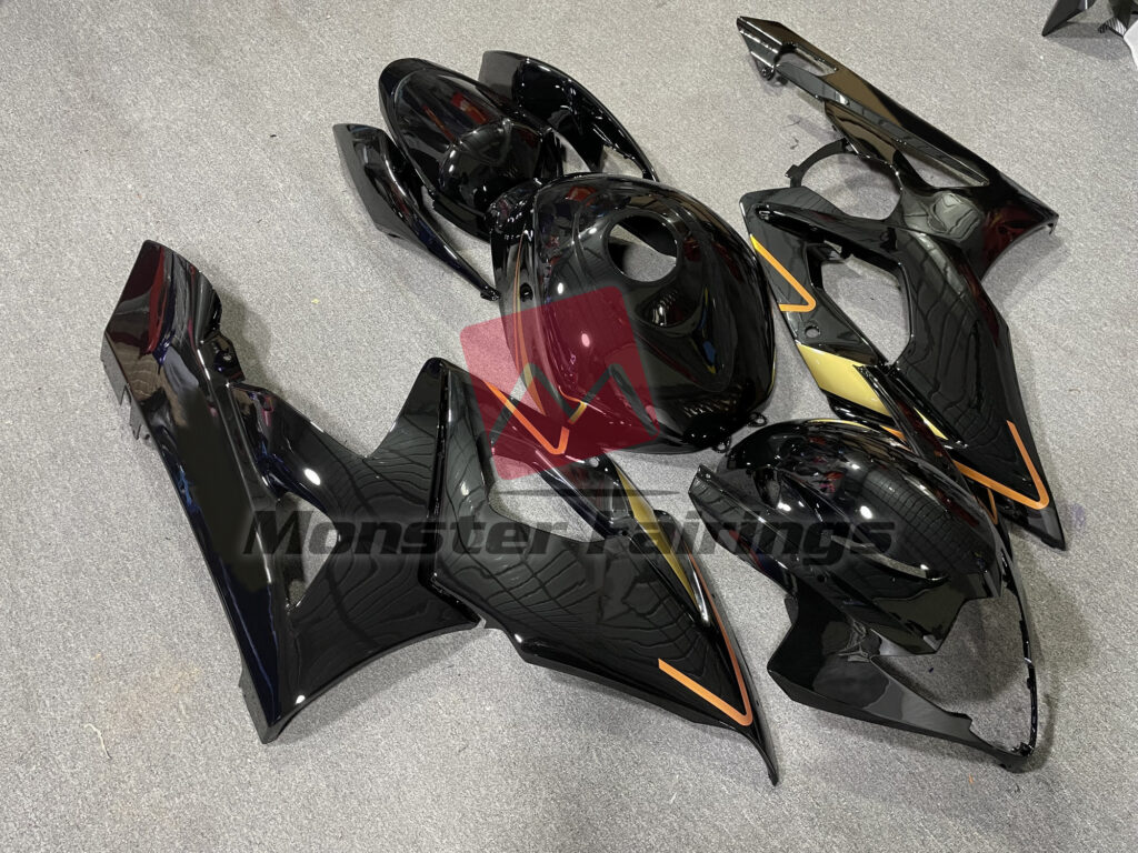 Gloss Black Gold ABS fairings for Suzuki GSXR 1000 2005 - 2006 - premium OEM fit kit by Monster Fairings