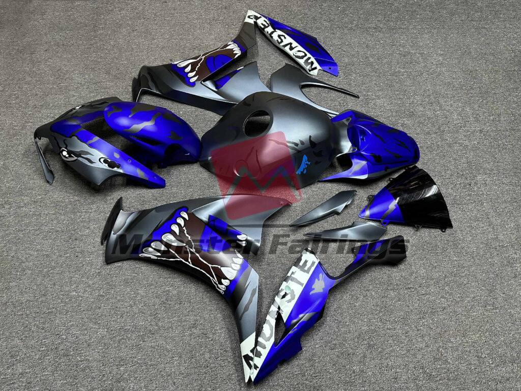 2012 - 2016 Honda CBR1000RR Silver Blue Monster fairing set - ABS injection, custom painted by Monster Fairings