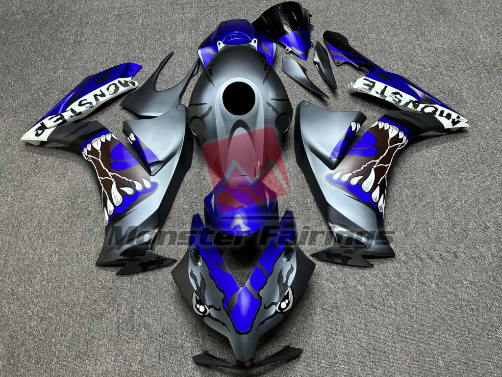 Honda CBR1000RR 2012 - 2016 Silver Blue Monster ABS fairings - custom motorcycle bodywork kit by Monster Fairings