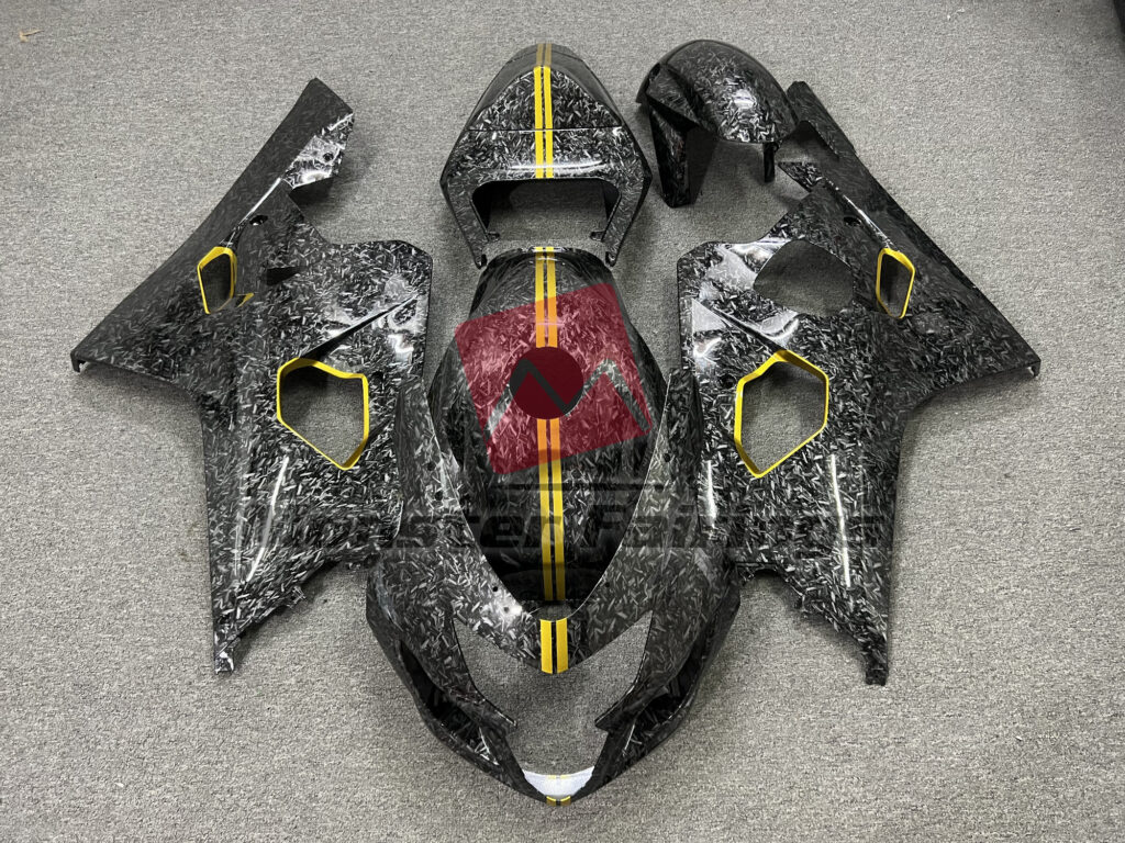 Suzuki GSXR 600 - 750 2004 - 2005 Forged Carbon Fiber Style Gold ABS fairings - custom motorcycle bodywork kit by Monster Fairings