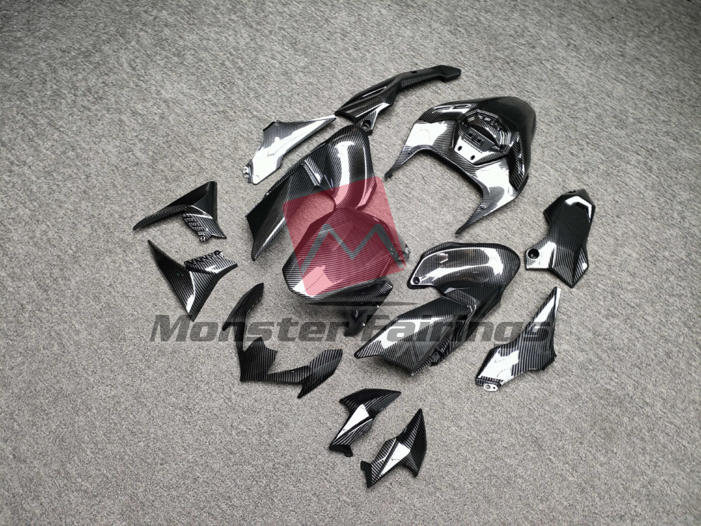 2020 - 2024 Kawasaki Z900 Gloss Carbon Fiber Style fairing set - ABS injection, custom painted by Monster Fairings