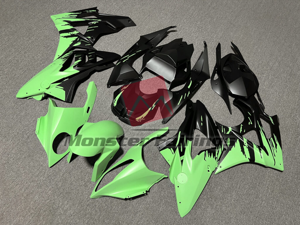 Matte Black & Green Splash ABS fairings for BMW S1000RR 2009 - 2014 - premium OEM fit kit by Monster Fairings