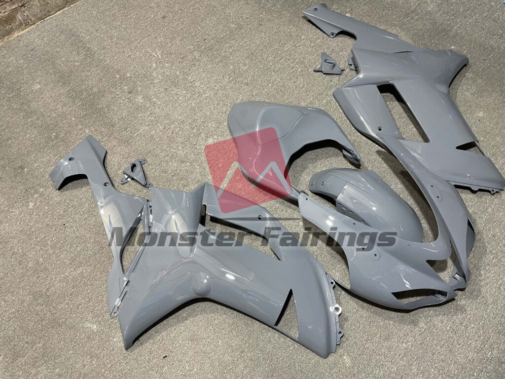 Kawasaki ZX6R custom ABS fairings 2007 - 2008 in Gloss Nardo Gray - durable replacement kit, Monster Fairings