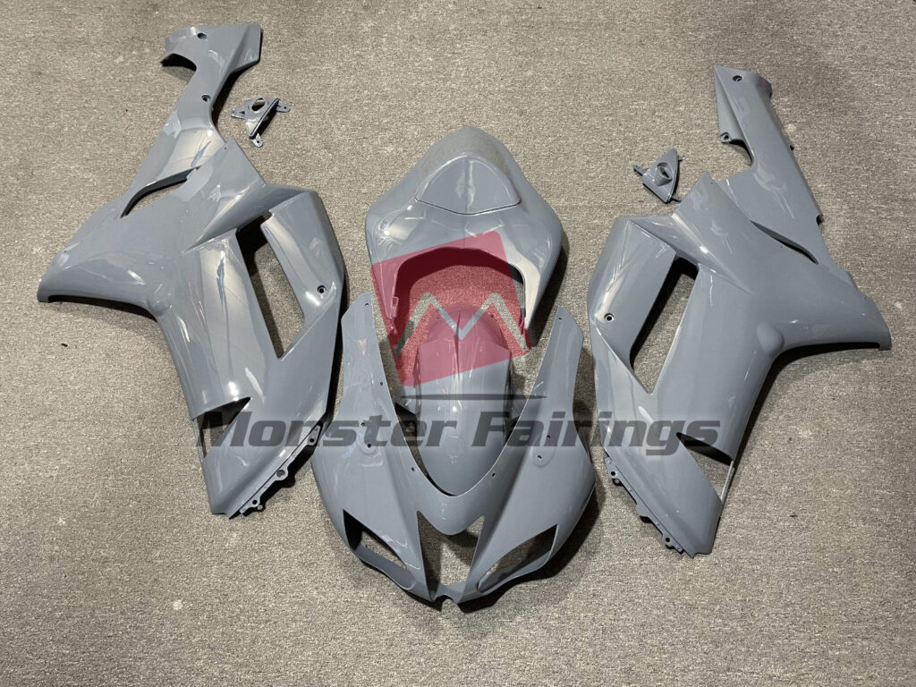 Kawasaki ZX6R 2007 - 2008 Gloss Nardo Gray ABS fairings - custom motorcycle bodywork kit by Monster Fairings