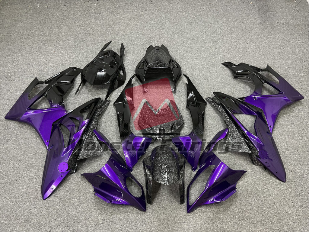 BMW S1000RR 2009 - 2014 Gloss Purple & Black Gradient Forged Carbon Fiber ABS fairings - custom motorcycle bodywork kit by Monster Fairings
