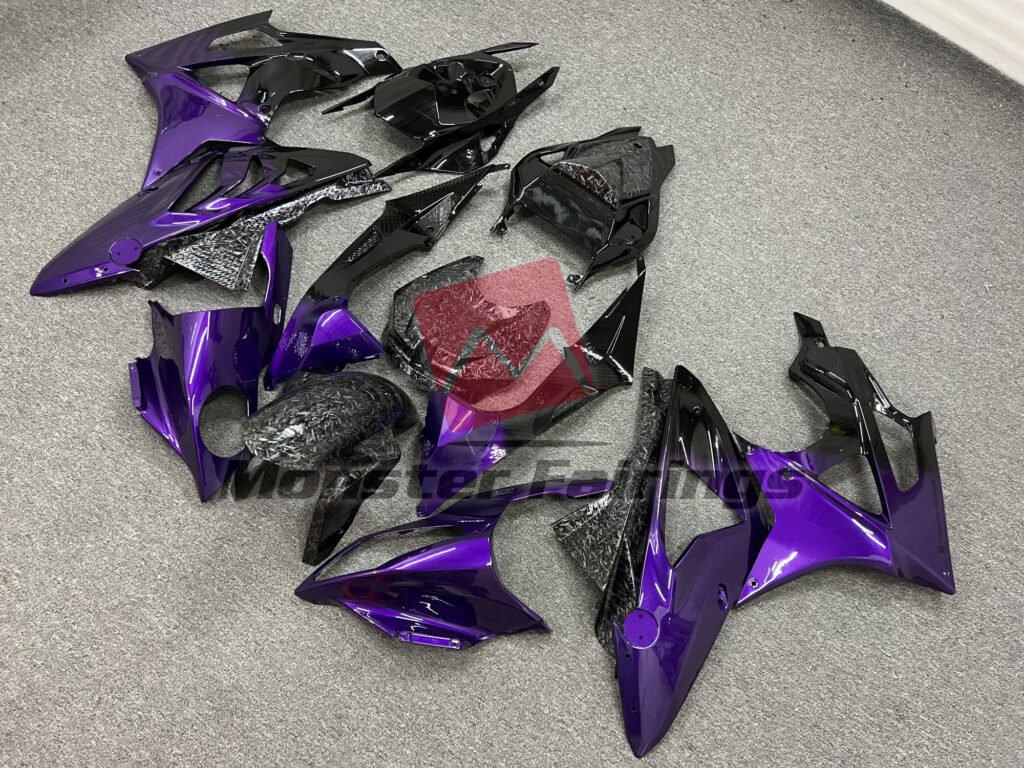 Gloss Purple & Black Gradient Forged Carbon Fiber ABS fairings for BMW S1000RR 2009 - 2014 - premium OEM fit kit by Monster Fairings