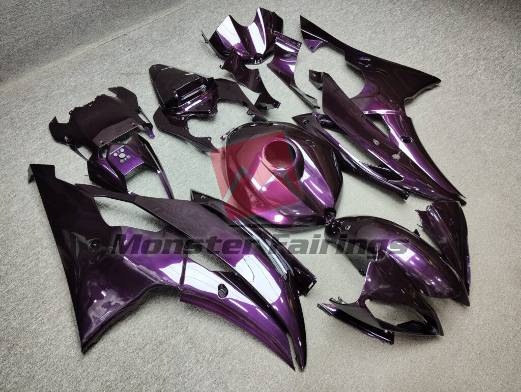 Yamaha R6 custom ABS fairings 2008 - 2016 in Gloss Dark Purple - durable replacement kit, Monster Fairings