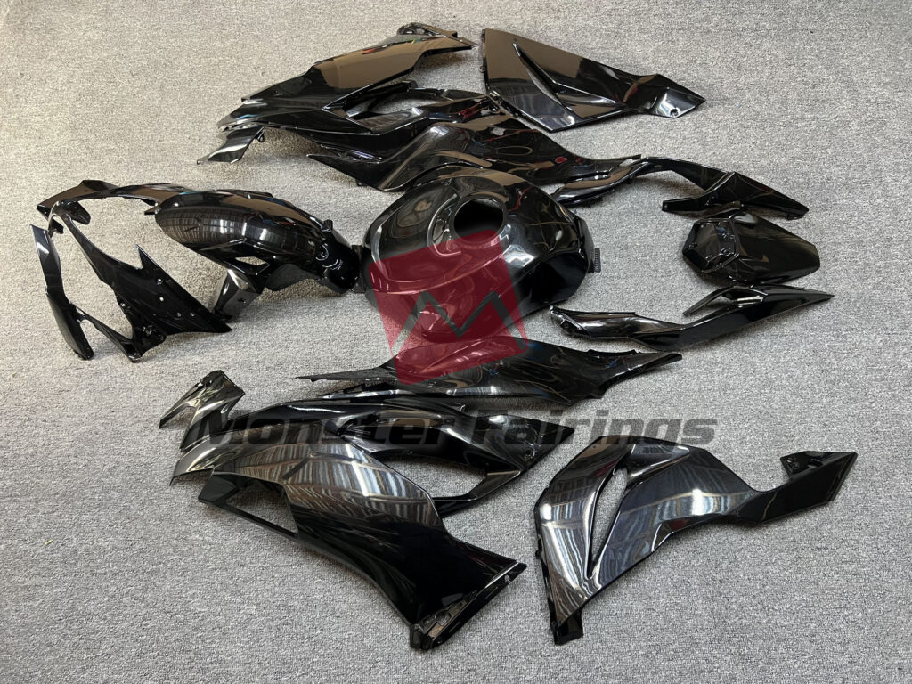 2019 - 2023 Kawasaki ZX6R Gloss Metallic Black fairing set - ABS injection, custom painted by Monster Fairings