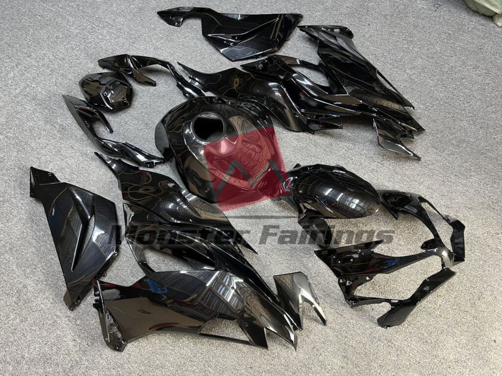 Gloss Metallic Black ABS fairings for Kawasaki ZX6R 2019 - 2023 - premium OEM fit kit by Monster Fairings