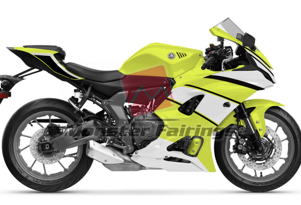 Monster Fairings ABS fairing kit for Yamaha R7 2021 - 2025 - Yellow White, precise OEM fit