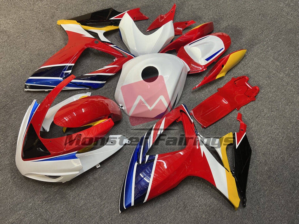 Suzuki GSXR custom ABS fairings 2006 - 2007 in Red White Custom - durable replacement kit, Monster Fairings