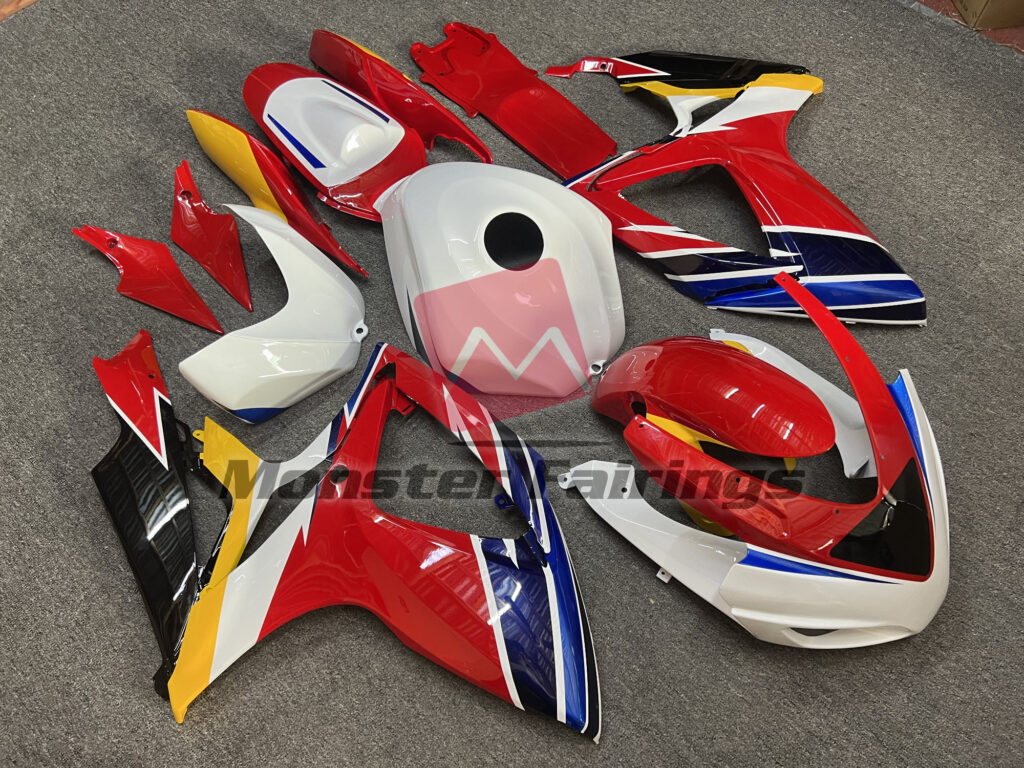 Red White Custom ABS fairings for Suzuki GSXR 600 - 750 2006 - 2007 - premium OEM fit kit by Monster Fairings