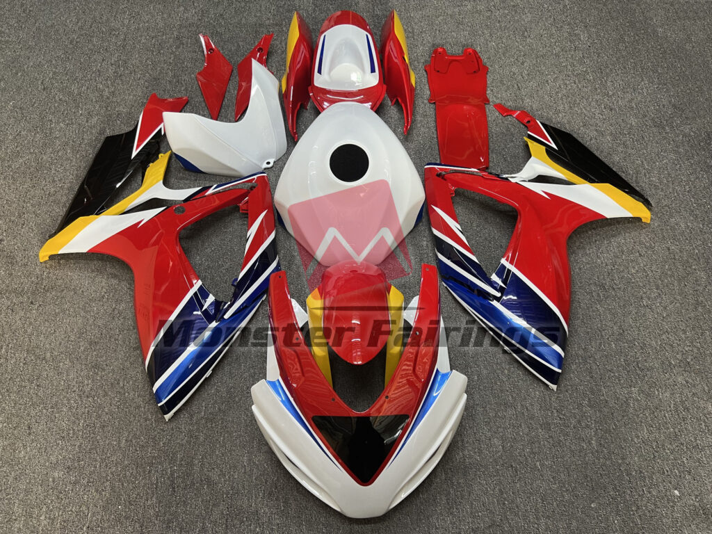 Suzuki GSXR 600 - 750 2006 - 2007 Red White Custom ABS fairings - custom motorcycle bodywork kit by Monster Fairings