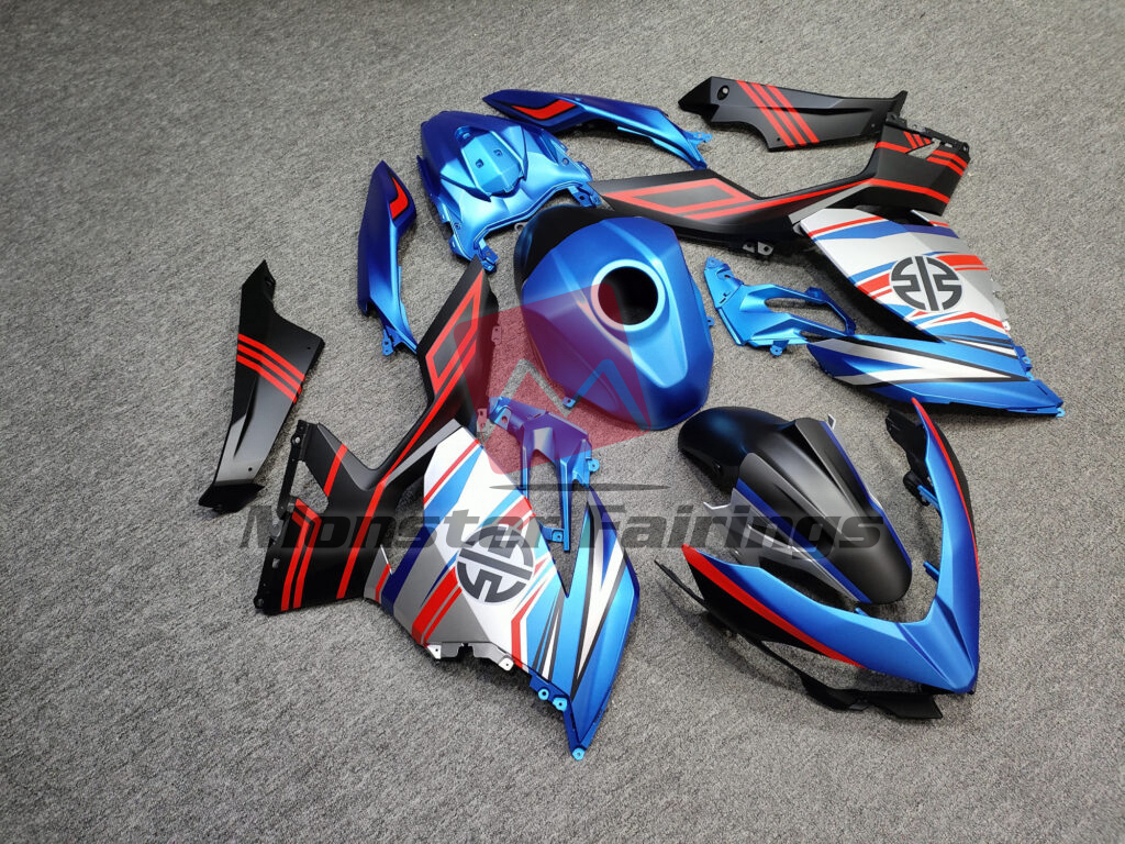 Kawasaki Ninja 400 custom ABS fairings 2018 - 2024 in Matte Blue & Black Silver OEM Style - durable replacement kit, Monster Fairings