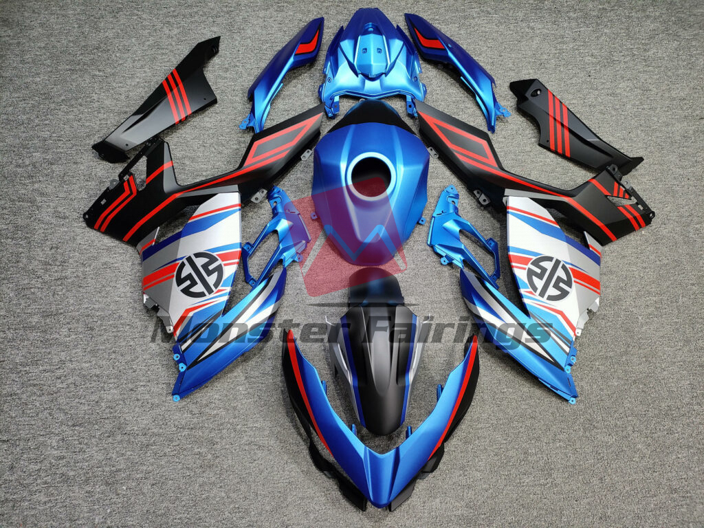 Kawasaki Ninja 400 2018 - 2024 Matte Blue & Black Silver OEM Style ABS fairings - custom motorcycle bodywork kit by Monster Fairings