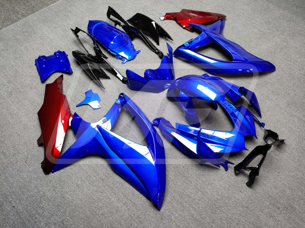 Suzuki GSXR custom ABS fairings 2008 - 2010 in Gloss Deep Blue Red & Black - durable replacement kit, Monster Fairings