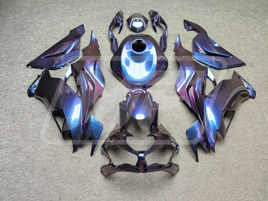 Kawasaki ZX6R 2019 - 2023 Gloss Purple Chameleon ABS fairings - custom motorcycle bodywork kit by Monster Fairings