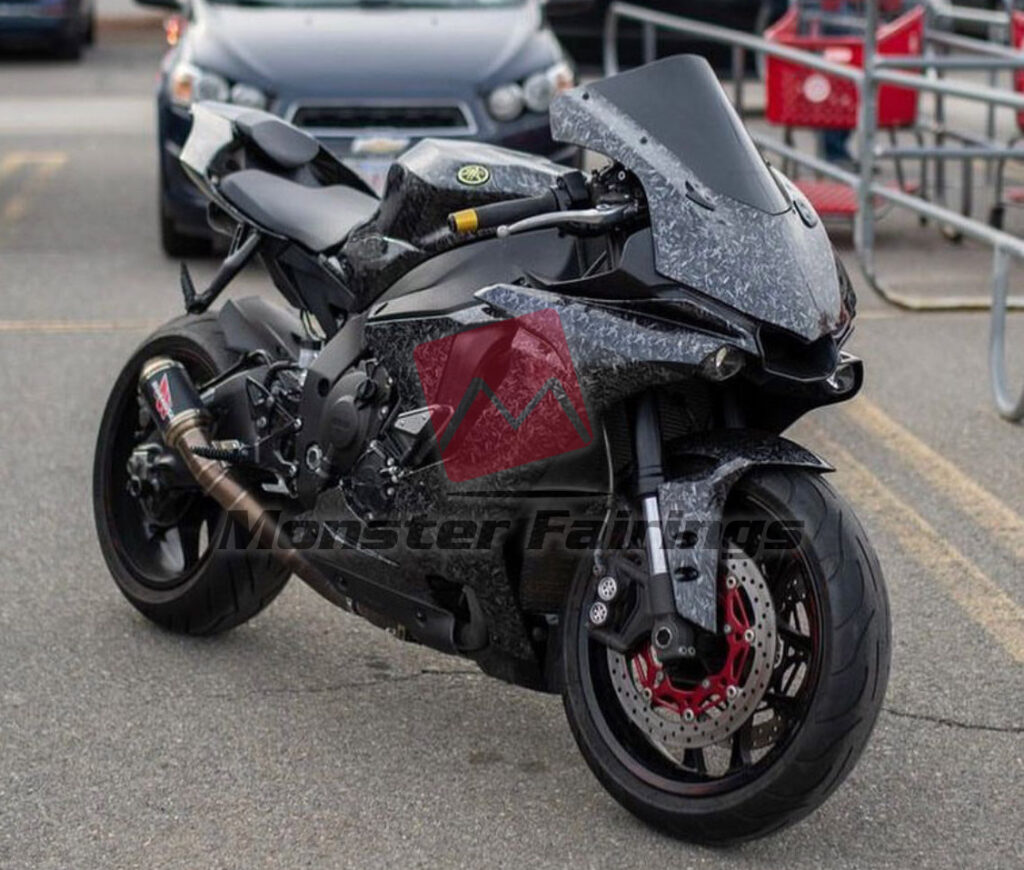 Monster Fairings ABS fairing kit for Yamaha R1 2015 - 2019 - Gloss Forged Carbon Fiber Style, precise OEM fit