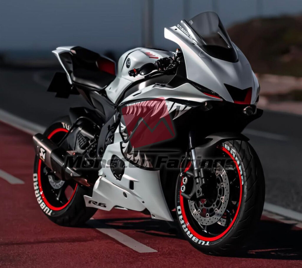 Monster Fairings ABS fairing kit for Yamaha R6 2017 - 2022 - Pearl White Shark, precise OEM fit