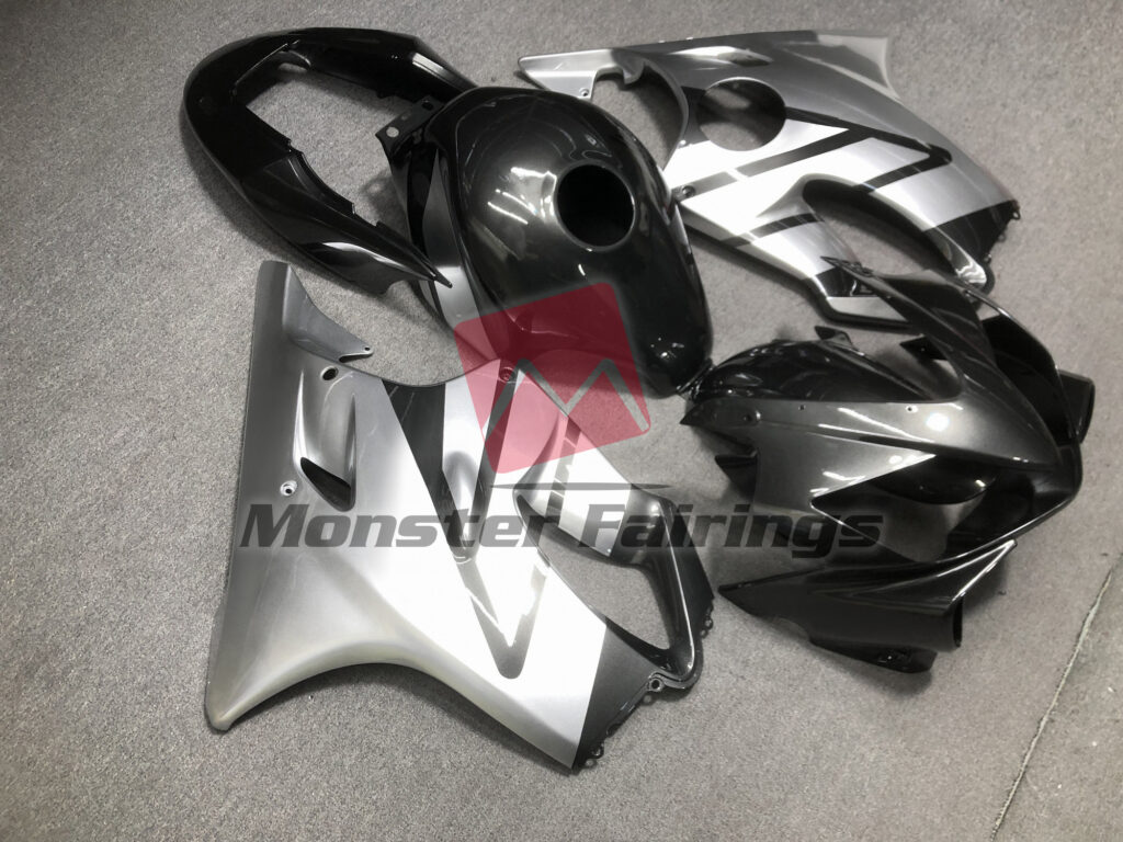 Honda CBR600 F4i custom ABS fairings 2004 - 2007 in Black Silver - durable replacement kit, Monster Fairings