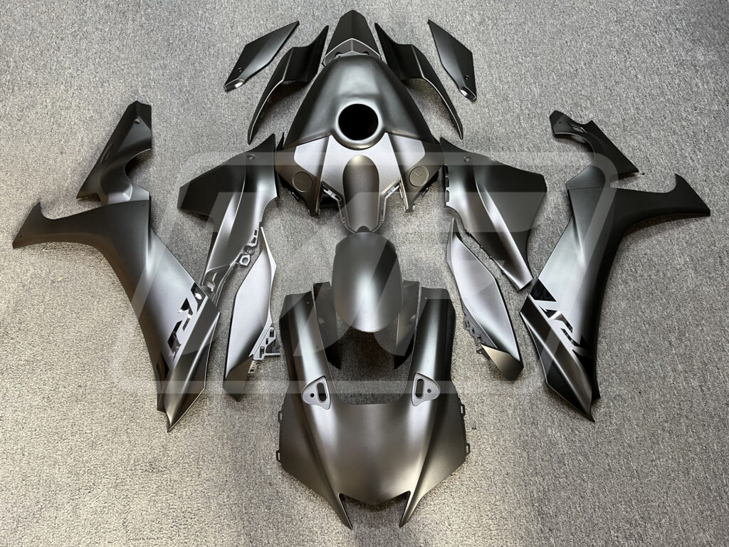Yamaha R1 2020 - 2025 Matte Dark Gray Gloss Black ABS fairings - custom motorcycle bodywork kit by Monster Fairings